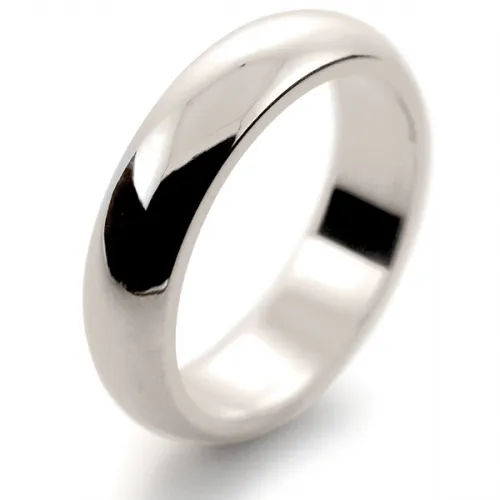D Shaped Heavy - 5mm White Gold Wedding Ring (DSH5-W) 